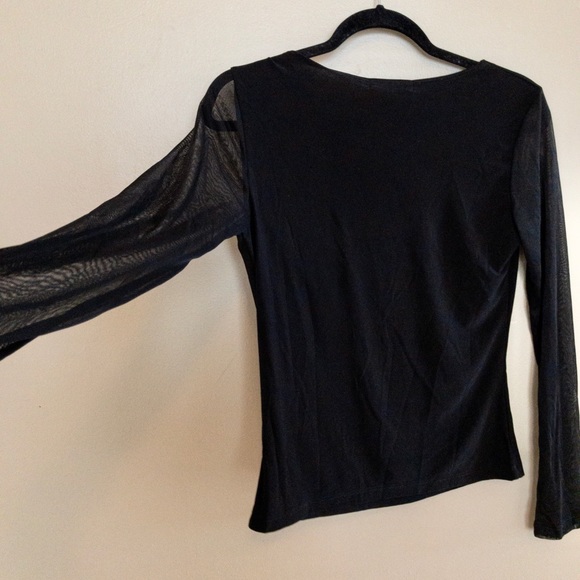 VINTAGE SUZIE NWT black 👚 with long sheer sleeve - Picture 3 of 3